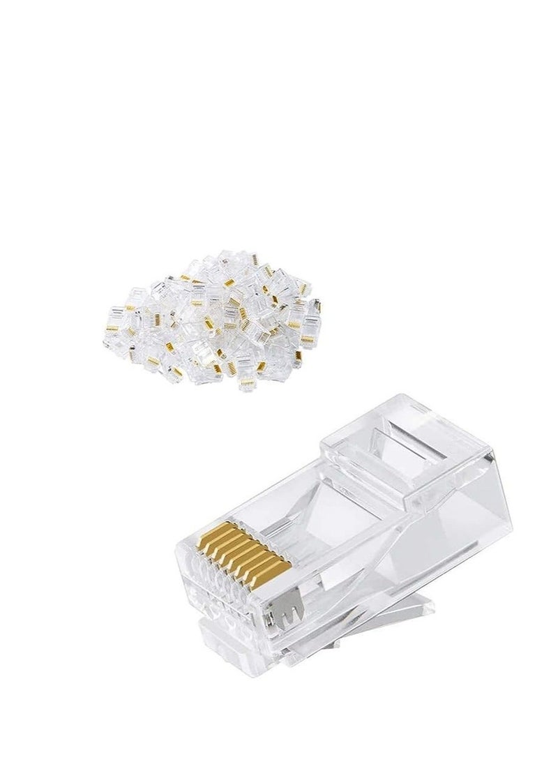 Kuwes 25-Piece Open End Pass Through Cat6 Lock Style Safety Connector Set Clear/Gold - Image 1